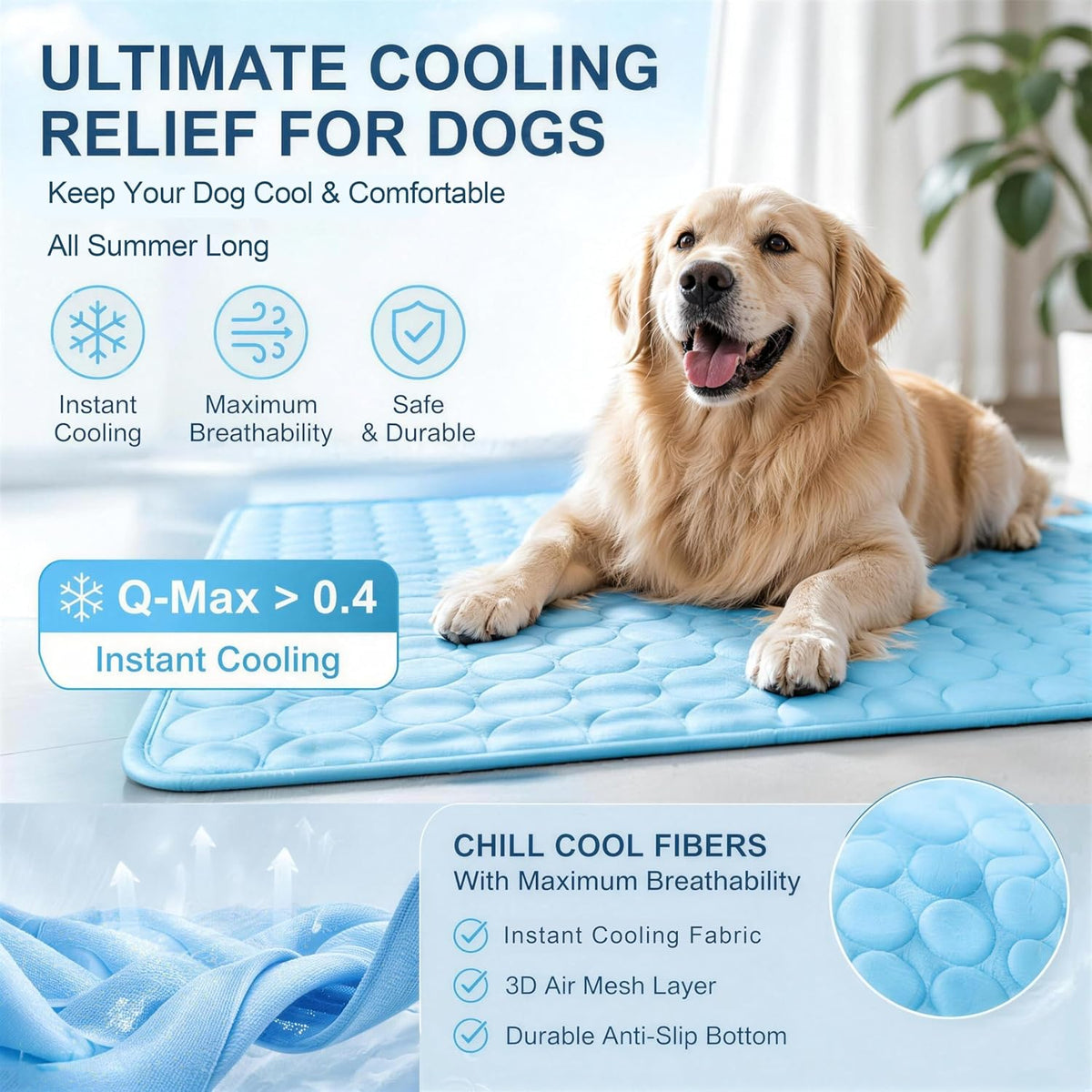Cooling Mat for Dogs Large,Dog Cooling Mat Indoor,20"x24",Crate Pad for Pet