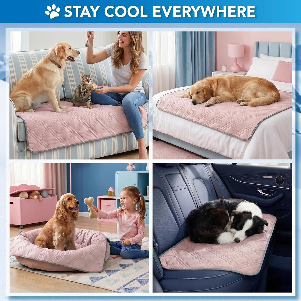 PetAmi Waterproof Dog Cooling Mat Pet Pad for Crate Couch Bed, Pink, 29x40