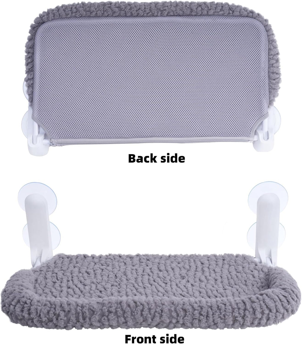 AIWIKIDE Cat Window Perch with Cushion Rim, Easy Install Bracket, Portable Wall Hammock for Indoor Cat, Grey