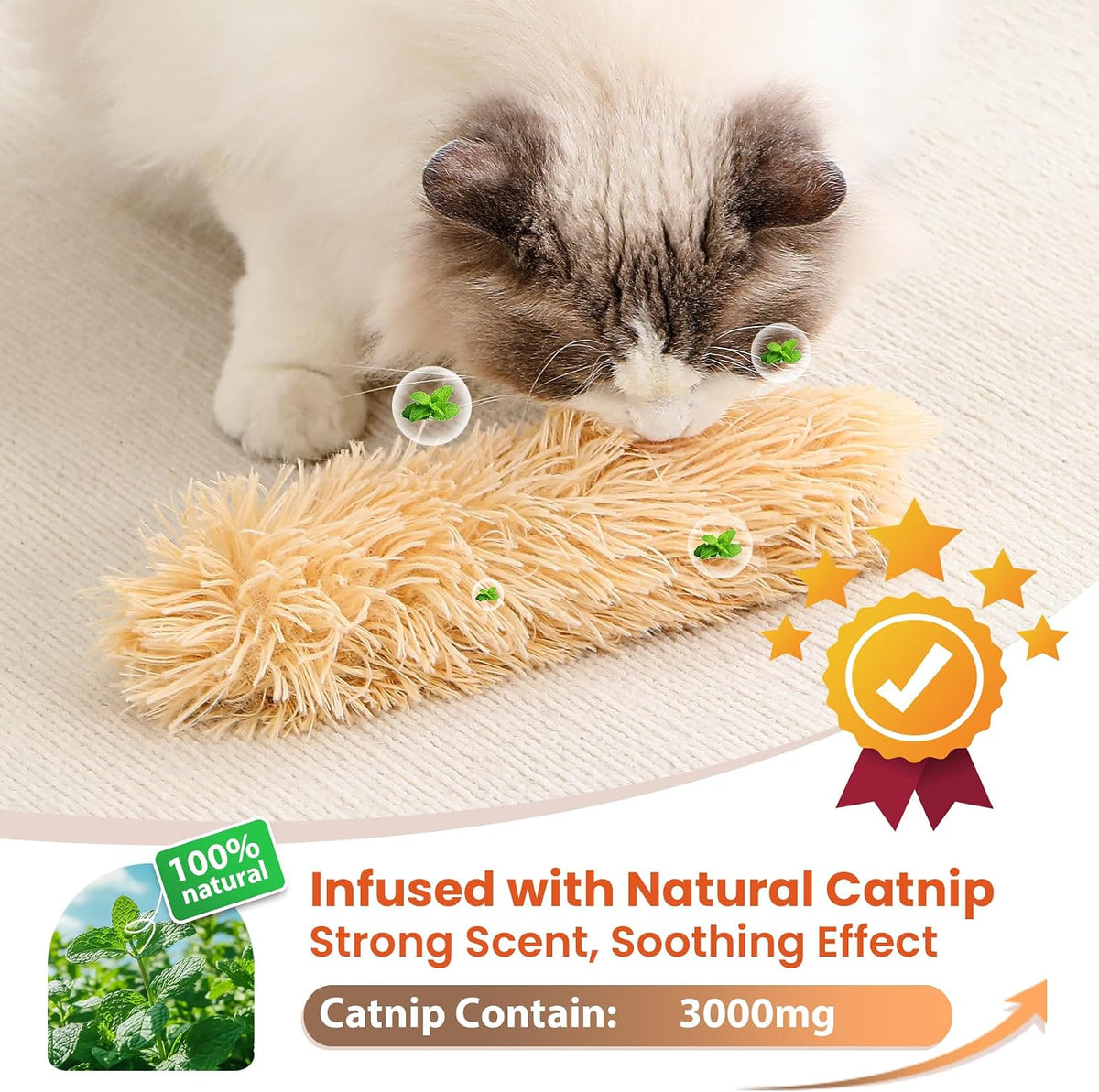 Cat Toys, 3 Pack Crinkle Catnip Pillow Toys for Indoor Cats