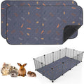 Sunheir 2 Pack Washable Guinea Pig Pee Pads, 24" x 48" Waterproof Reusable Guinea Pig Cage Liners, Absorbent Bedding Training Mat for Small Animal Guinea Pigs Rabbit Bunny Hamster (Leaves - Deep Grey) | Waterproof Super Absorbent Small Animal Mat for G...