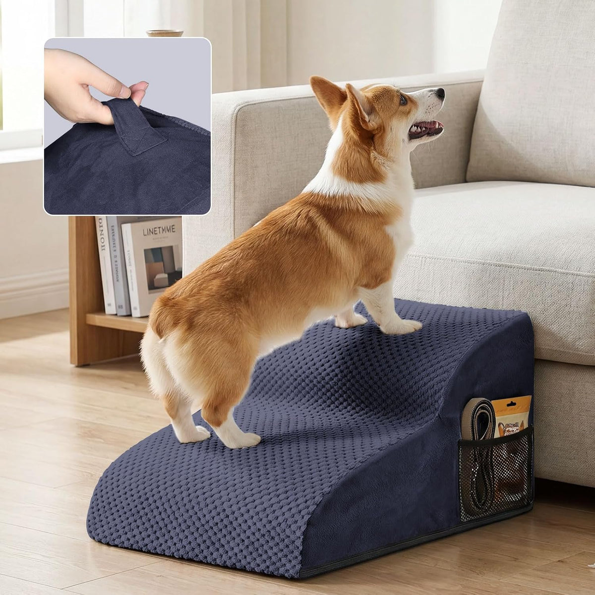2-Step Dog Stairs for Small Dogs, Non-Slip Foam Pet Steps for Low Couch Bed