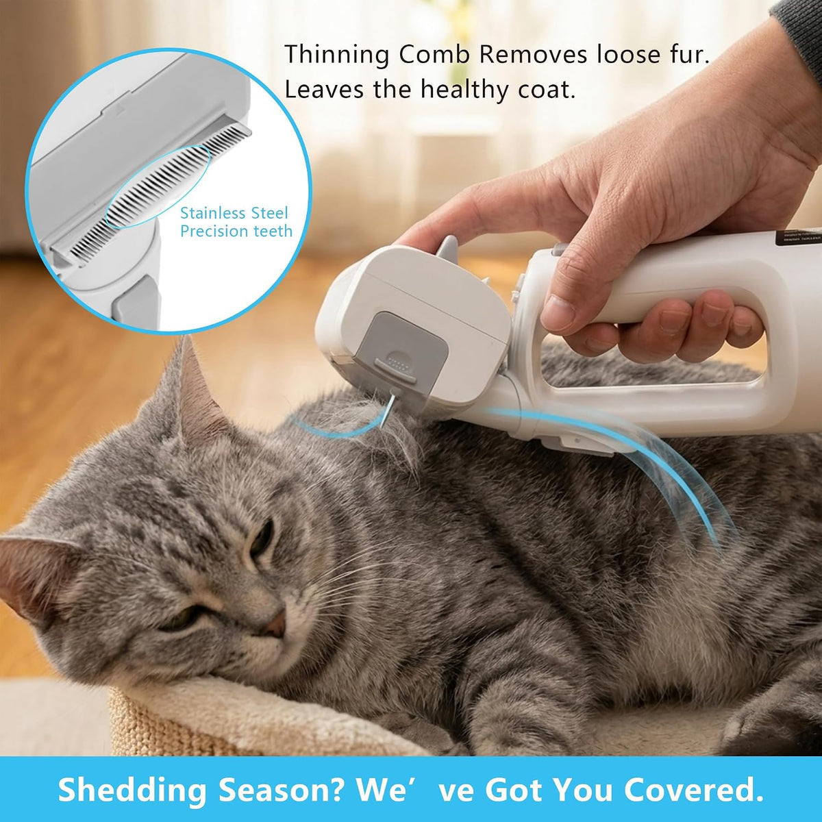 Pet Brush With Vacuum | 5-in-1 Hair Shedding & Vacuum Tool Kits