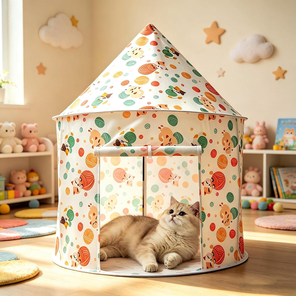 Cat Bad Pop Up Collapsible Yurt Tent, Pet Rest Hut for Indoor