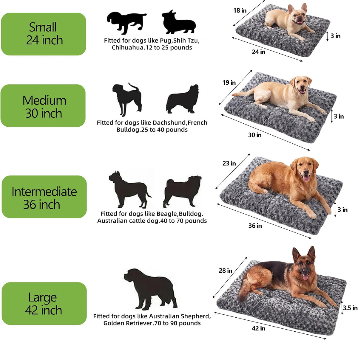 Washable Orthopedic Dog Bed Medium Size Dog Crate Bed Mat 36" Char.