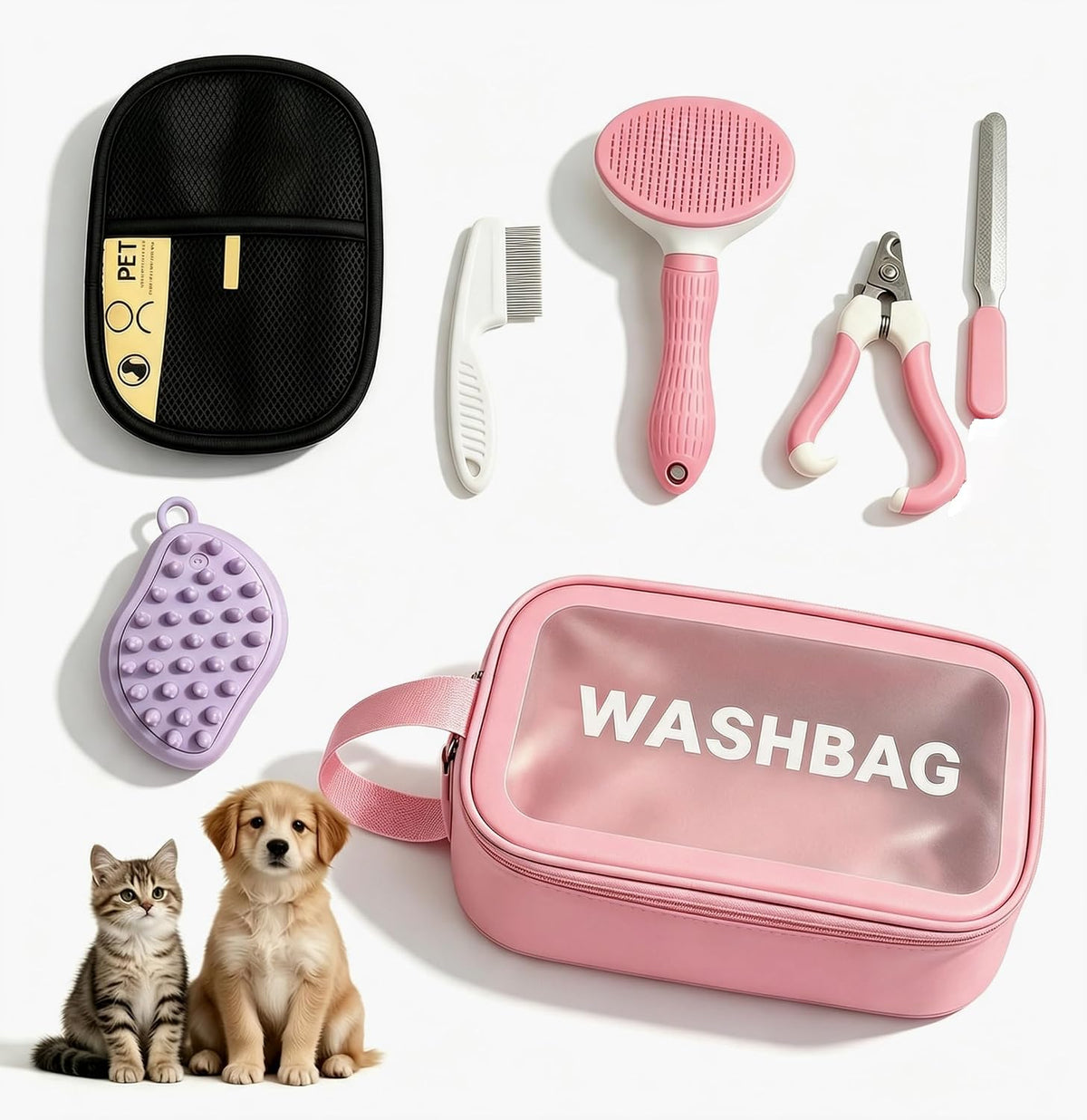 7 Pcs Cat Grooming Kit, Dogs & Cats Brush for Shedding, Dematting