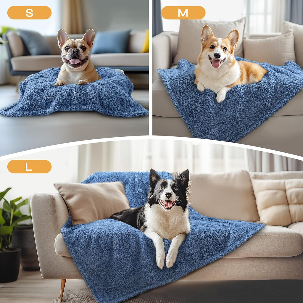 Luciphia 1 Pack 3 Calming Dog Blanket Fluffy Premium Fleece Pet Blankets Soft Sherpa Throw for Dogs Puppy Cat Haze Blue Small (23" x16")