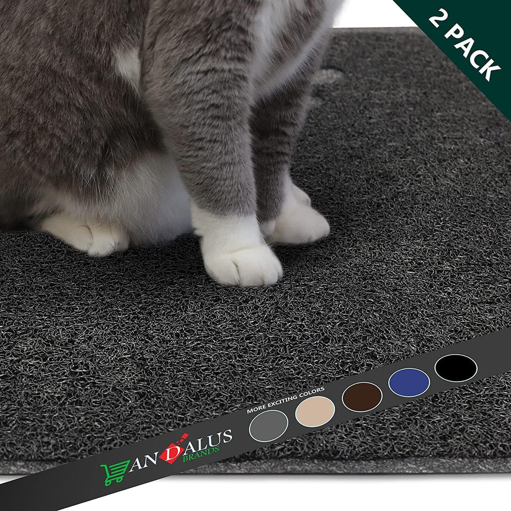 Andalus Large Cat Litter Mat, Pack of 1 - Waterproof, Non-Slip & Easy to Clean Cat Litter Box Mat for Extra Efficient Pet Litter-Trapping, Grey (30” X 18”)