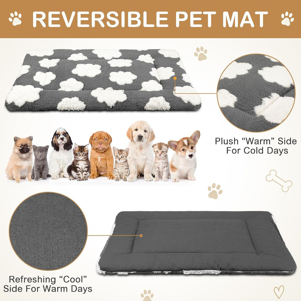 VitalCozy 4 Pcs Dog Crate Pads Soft Warm,18 x 24 x 1.6 Inch,Clouds,Gray