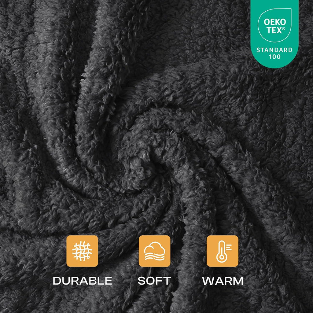 1 Pack 3 Calming Blankets Fluffy Premium Fleece Pet Blanket Soft Sherpa Throw for Dog Puppy Cat Black Medium (30“x20'')