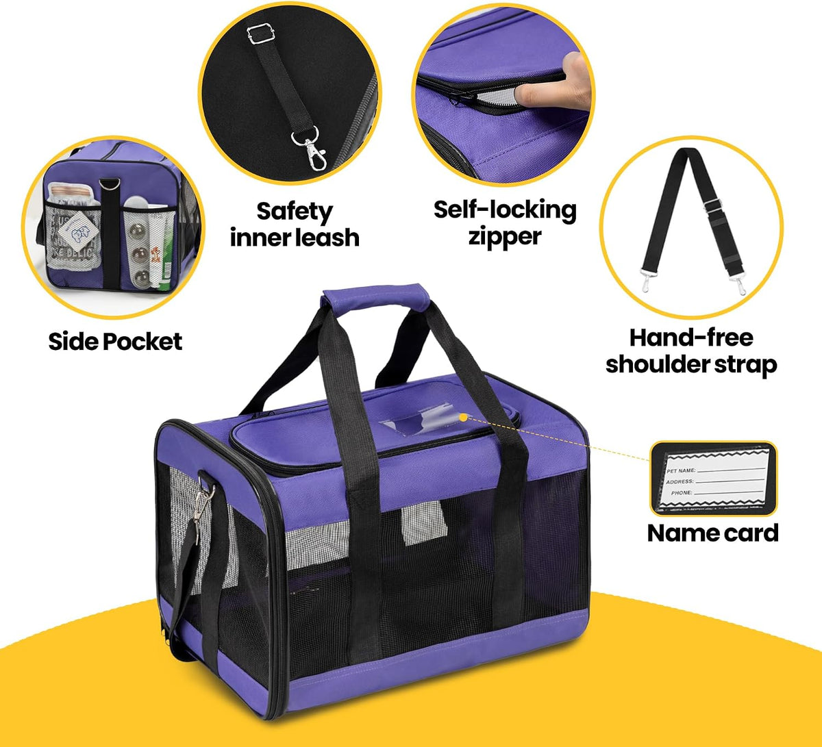 Conlun Dog Carrier Soft Sided, Large Cat Carrier,Purple L
