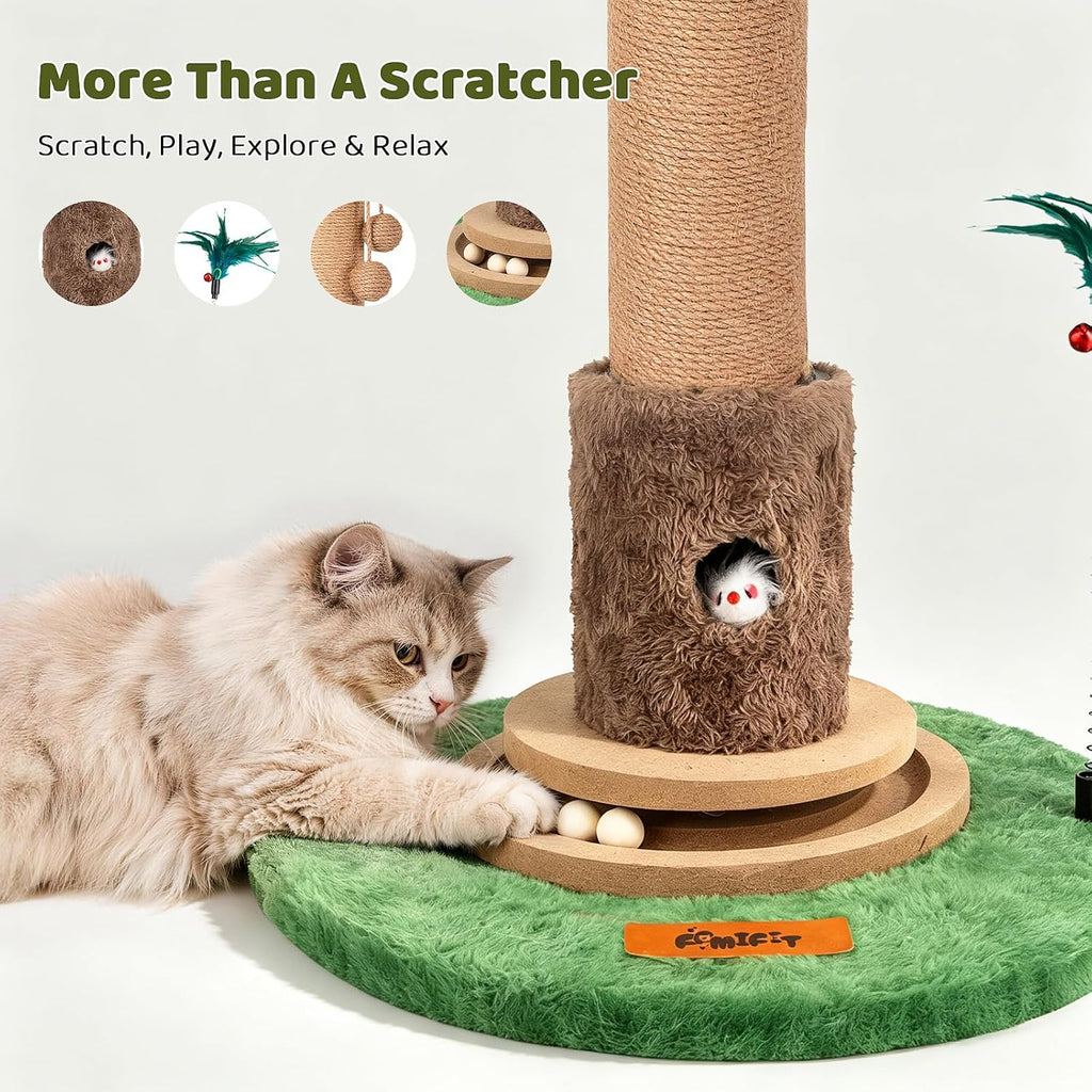 【Material Upgrade】 Famifit 50.8" Plant Cat Scratching Post, Tall Cat Tree