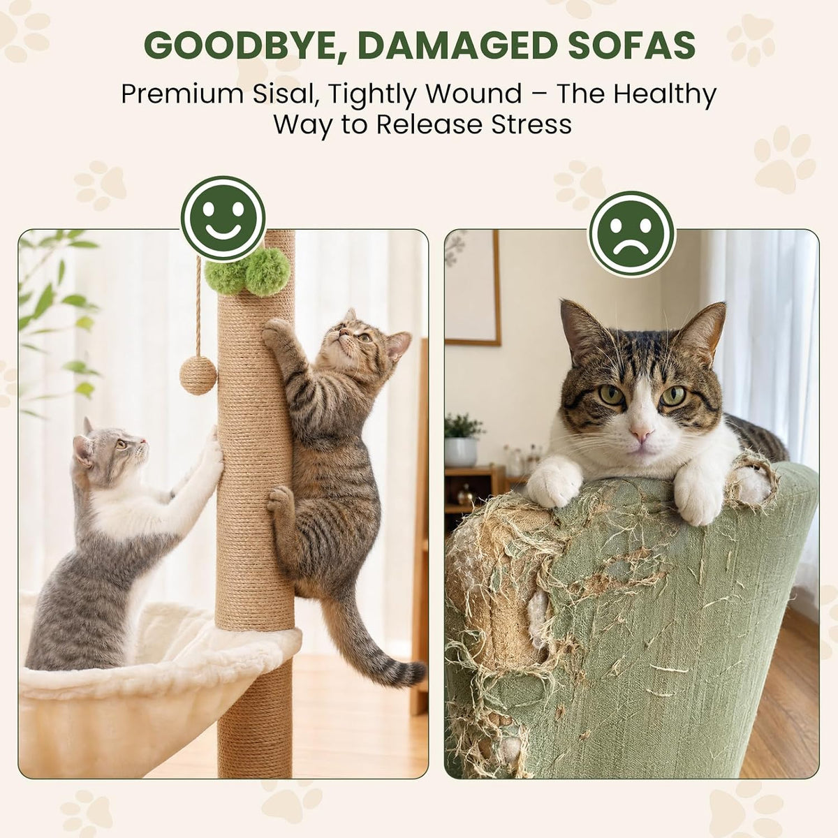 MIBOTE 35" Cat Scratching Post with Bed & Toys Palm Tree Cat Tower