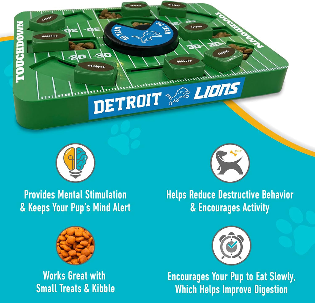 Pets First NFL Detroit Lions Large Puzzle Toy for Dogs, Slow Feeder Board for Pets, New Bigger Size, Interactive Doggie Treat Toy