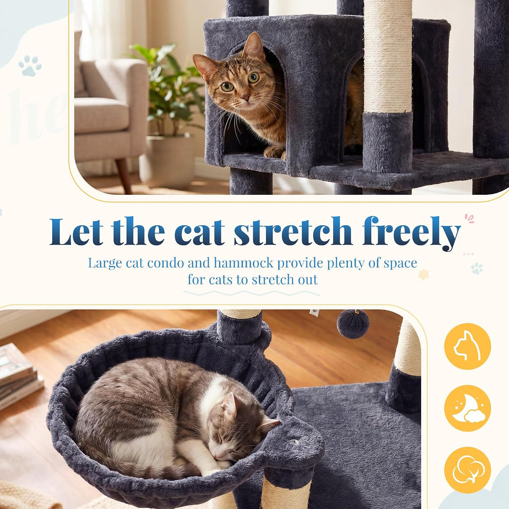 Hey-brother Cat Tree Tower, Wide Base, 5 Platforms for Multi-Cats, MPJ074G