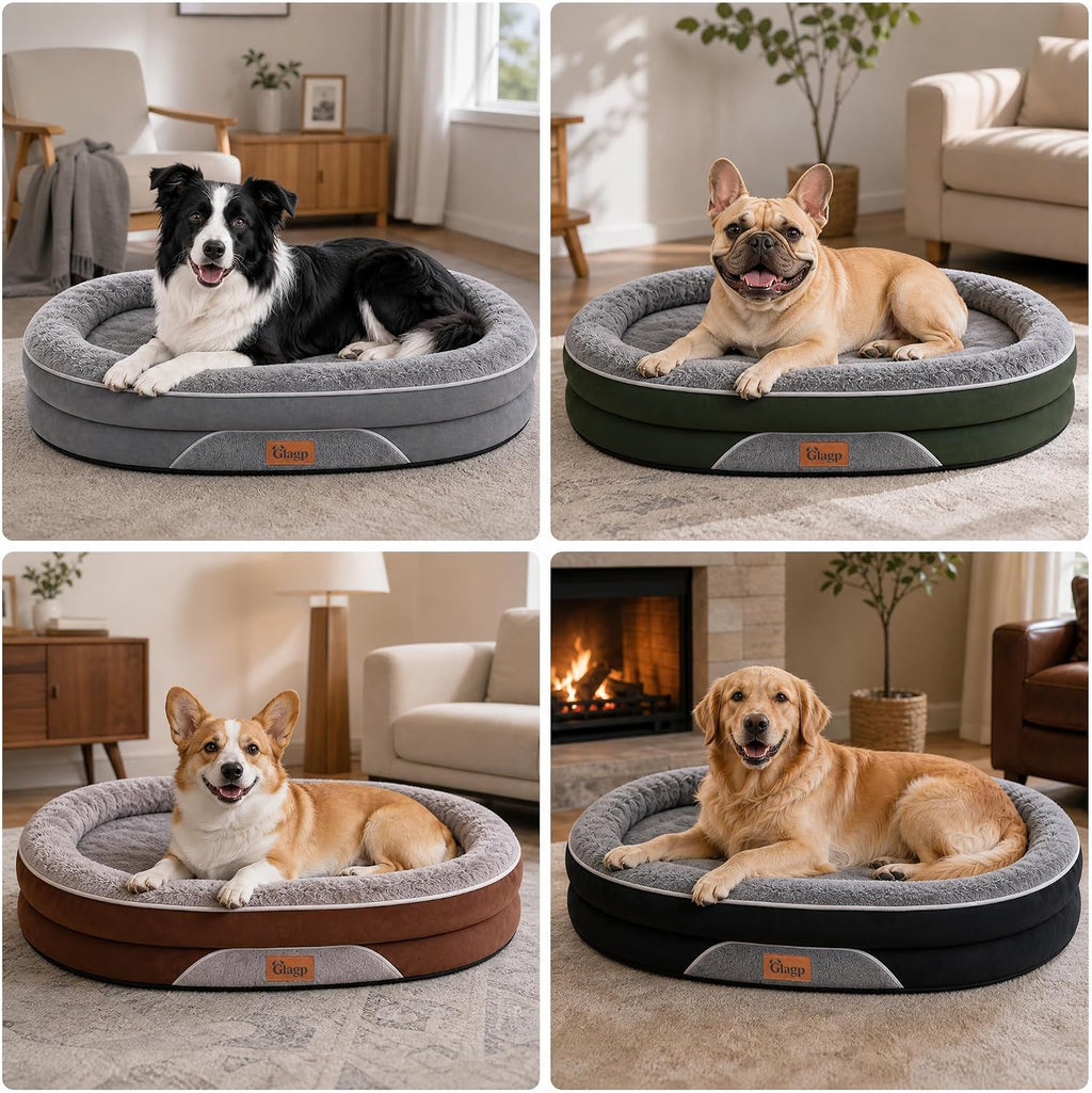 Orthopedic Dog Beds Large Sized Dog, Washable Dog Bed, 48" L, Black