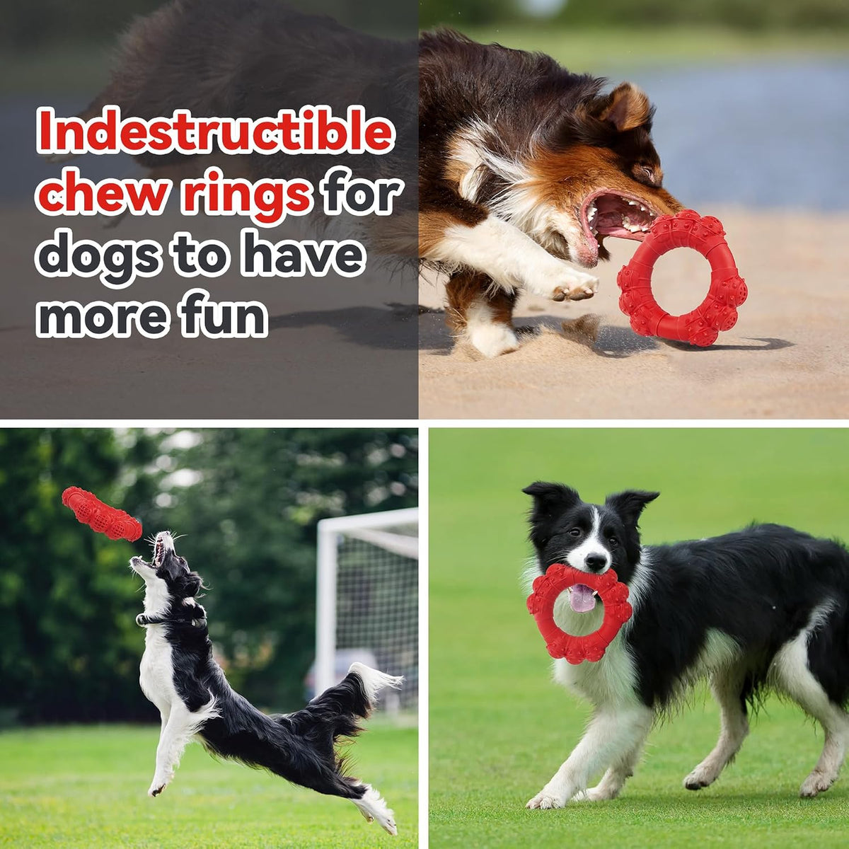 Indestructible Dog Chew Toys for Aggressive Chewers, Super Chewer Toys for Medium Large Dogs, Interactive Ring Toy, Heavy Duty Teething Toys