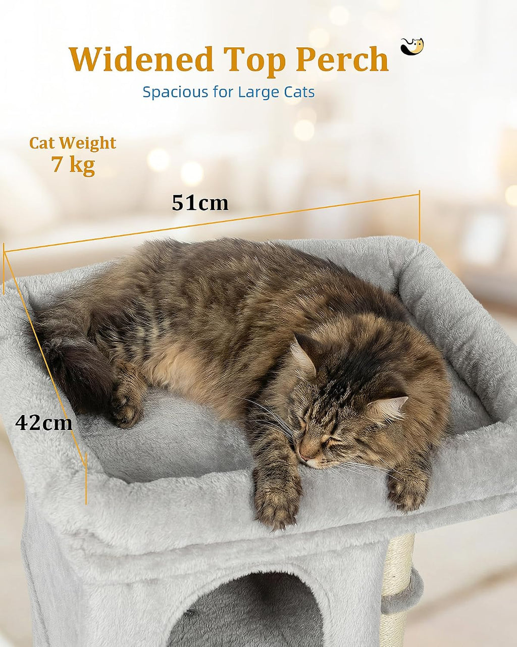 Aechonow Cat Tree for Large Cat,2 Cozy Cat Condo House for Large & Fat Cats