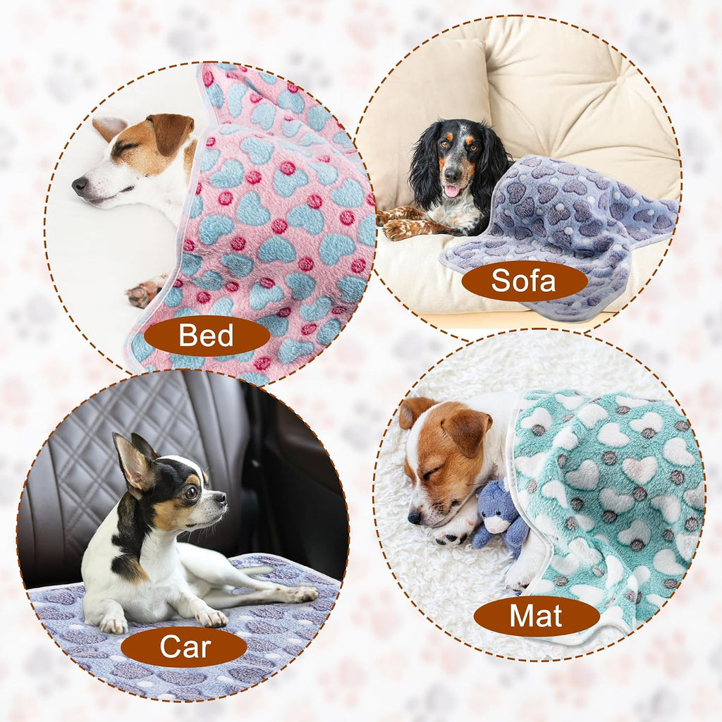 1 Pack 3 Blankets for Dog Puppy Cat (Medium 30x20'', Purple, Pink, Green)