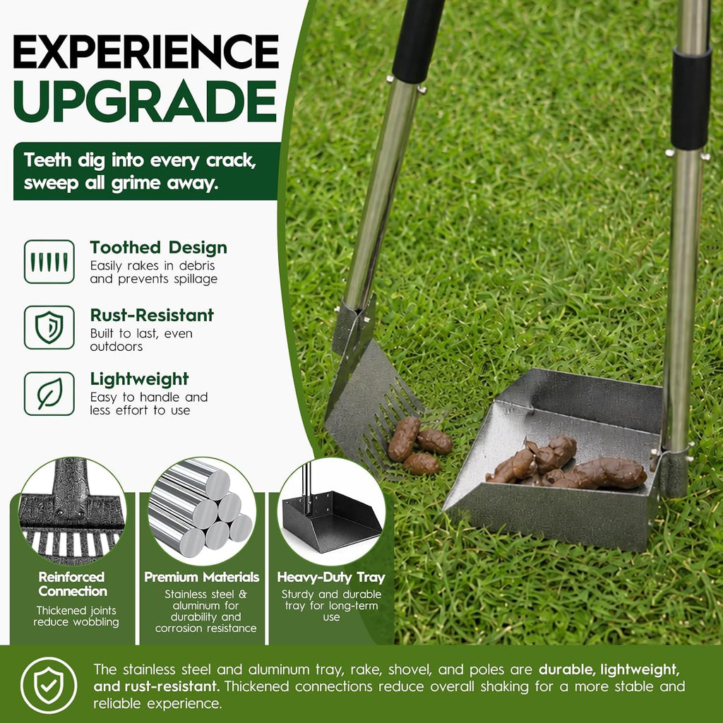 Pooper Scooper，Long Handle Dog Pooper Scooper，No More Bending , Easy to use