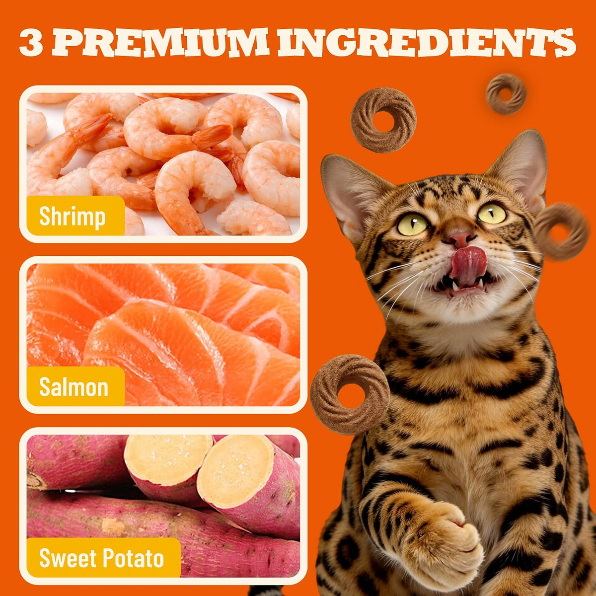 9 oz Shrimp Treats Skin & Coat Support Salmon Flavor for Cat