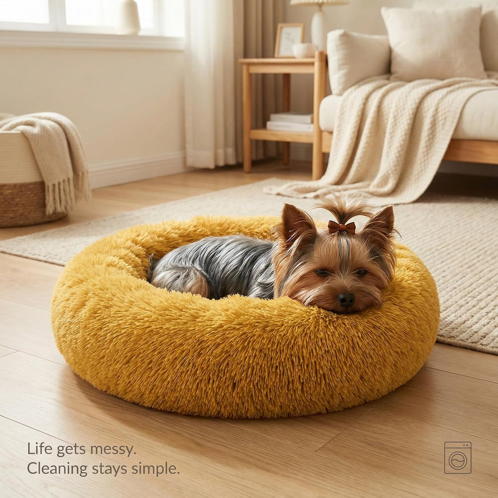 nononfish Puppy Bed for Small Dogs,Soft Calming Donut Bed