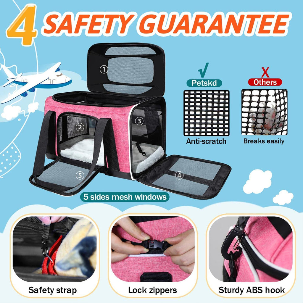 Petskd Top-Expandable Small Pet Carrier 17"x11"x9.5" Airline Approved