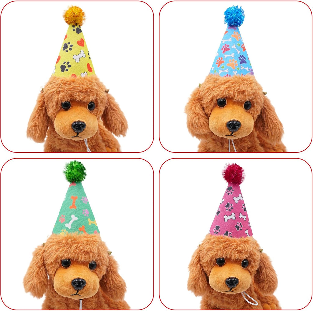 6PCS Dog Birthday Party Hats Felt for Small Medium Dogs Paw Bone