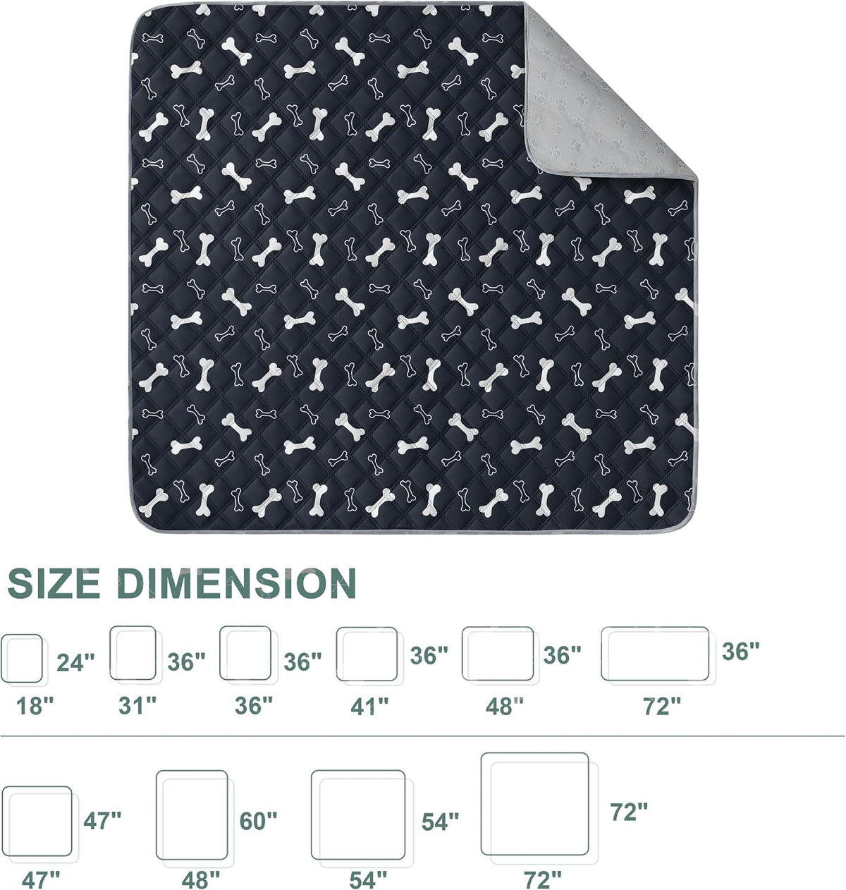 Eterish Washable Pee Pads for Dogs Extra Large 36'' x 48'' 2 Pack | Reusable Absorbent Pet Puppy Dog Training Pads Non-Slip, Waterproof Whelping Potty Pads for Dogs Leak-Proof