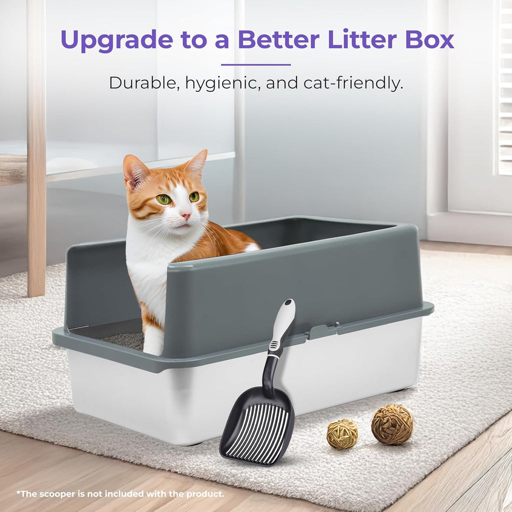 iPrimio Stainless Steel Cat Litter Box, Medium 20" x 14.2" with Enclosure | Rust Proof Steel Pan With a 6 Inch Detachable Enclosure | Steel Never Absorbs Odor, Stains or Bacteria