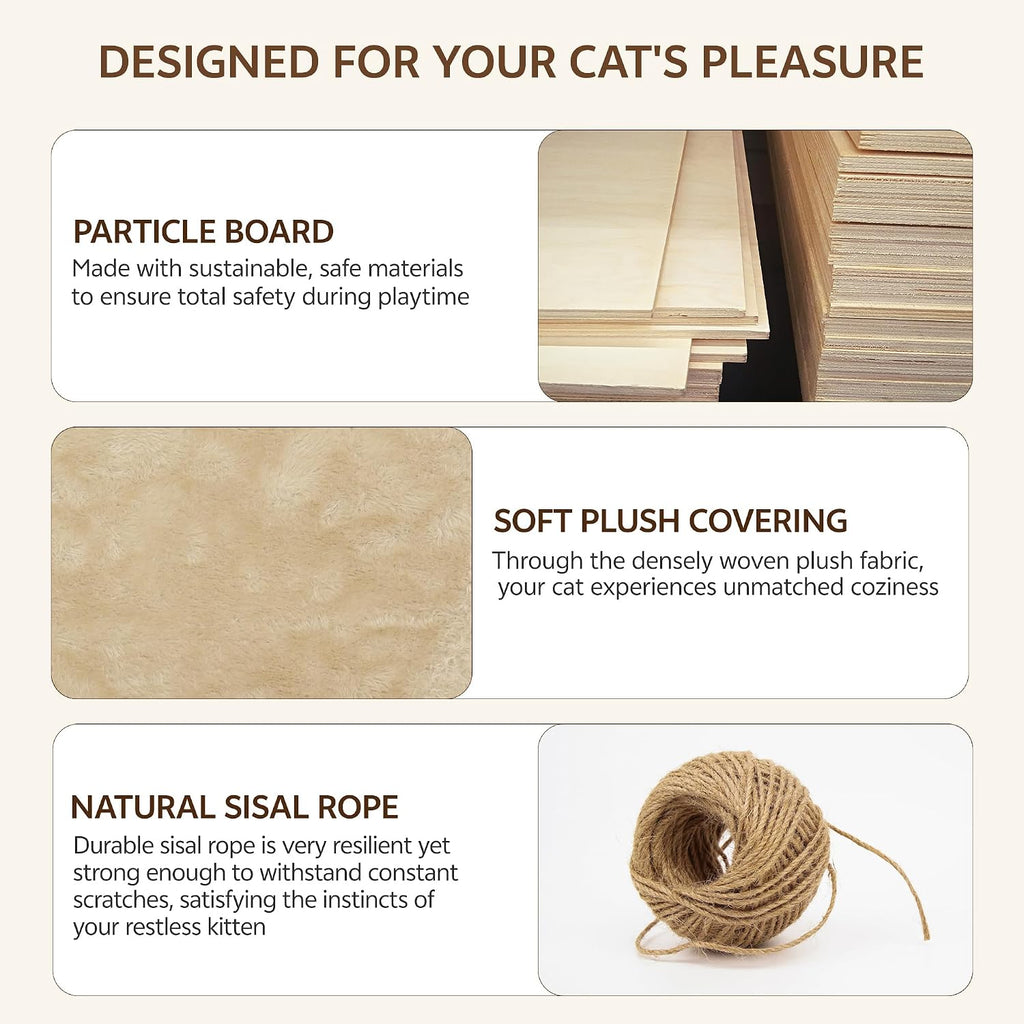 Cat Wall Furniture, 9 in 1 Cat Wall Shelves Set with Bridge, Beige