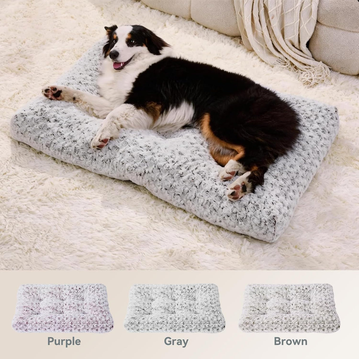 Small Dog Crate Bed Mat, Washable Plush Pad for Puppies & Cats