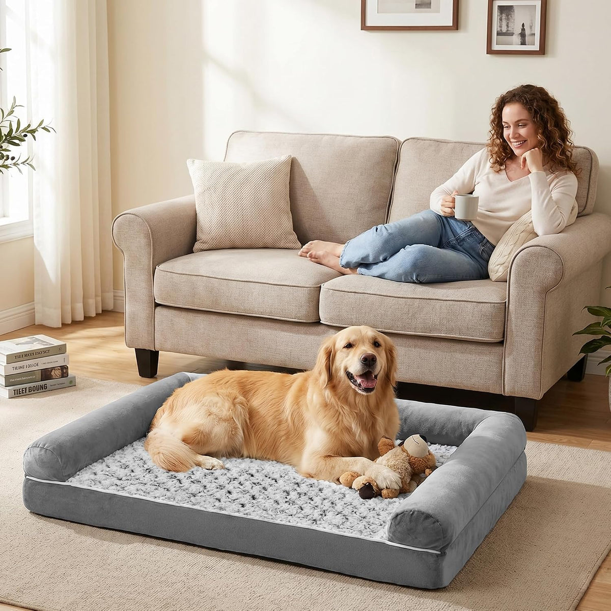 Waterproof Short Plush Orthopedic Sofa Dog Bed for Large Dogs