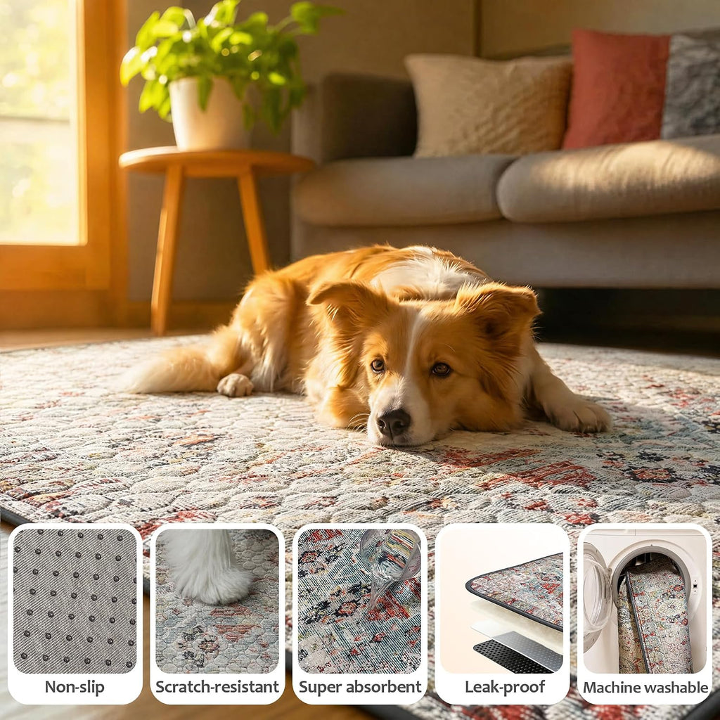 Washable Pee Pads for Dogs 24"x36" 2 Pack Reusable Puppy Potty Pad | Super Absorbent Waterproof NonSlip LeakProof Crate&Playpen Floor Mat for Cats, Rabbits, Guinea Pigs, Whelping & Housebreaking