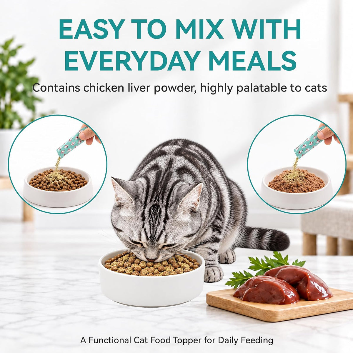 Cat Food Topper Powder, Hairball Support, 30 Packets