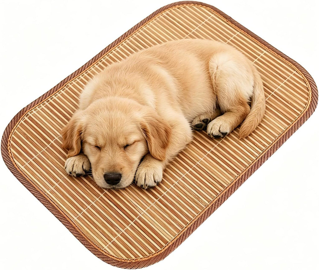 Hotrend Bamboo Pet Cooling Mat Double Sided Summer Sleeping Pad Anti-Scratch Wear Resistant Pet Bed for Small Medium Dogs Cats Foldable Breathable Sofa Car Seat Cooling Cushion Gift 50 * 40cm