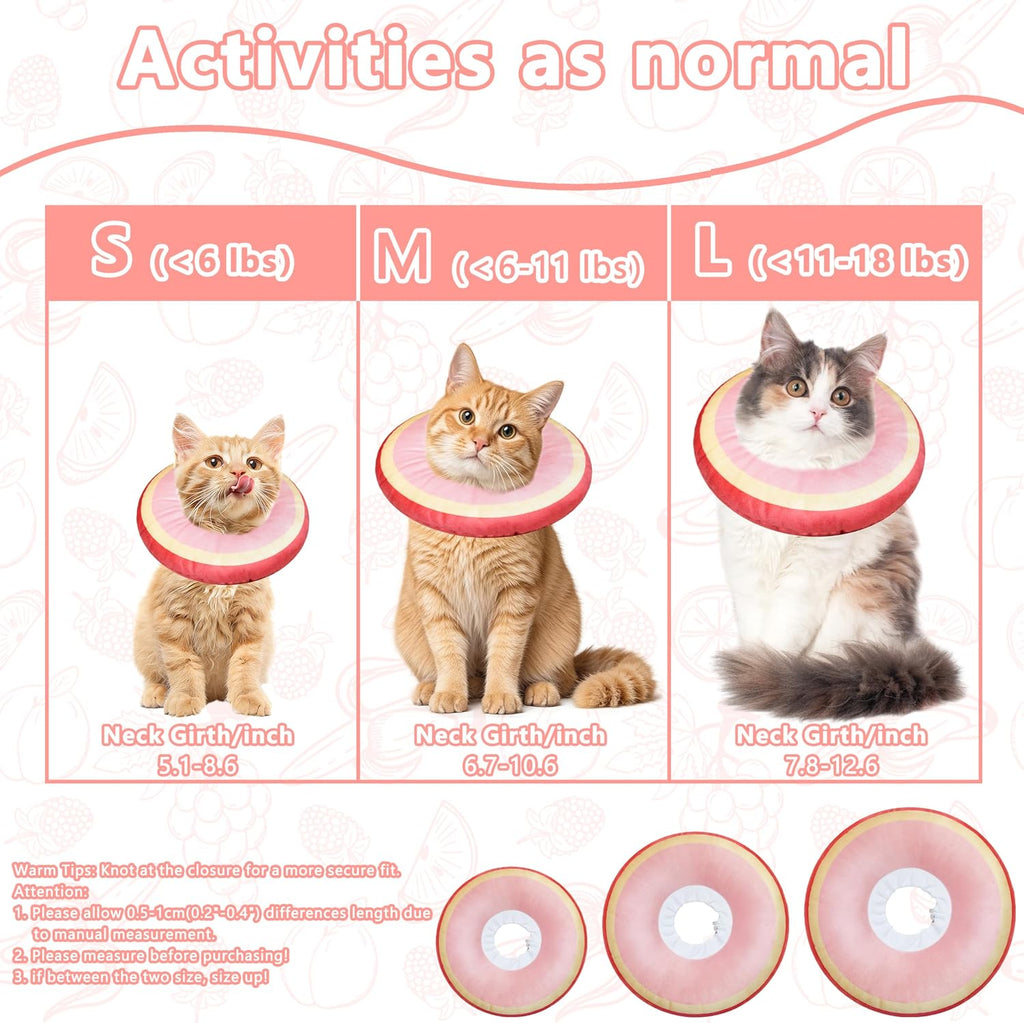 Cat Cone Collar Soft, Adjustable Cat Recovery Cone (Peach, S)