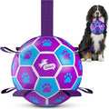 QDAN Big Dog Toys, Large Herding Ball for Dogs Large, Outoor Soccer | 9 Inch Soccer Ball with Tabs for >90 lbs Dogs, Durable Balls for Aggressive Chewers, Herding Ball to Keep Them Busy, Purple
