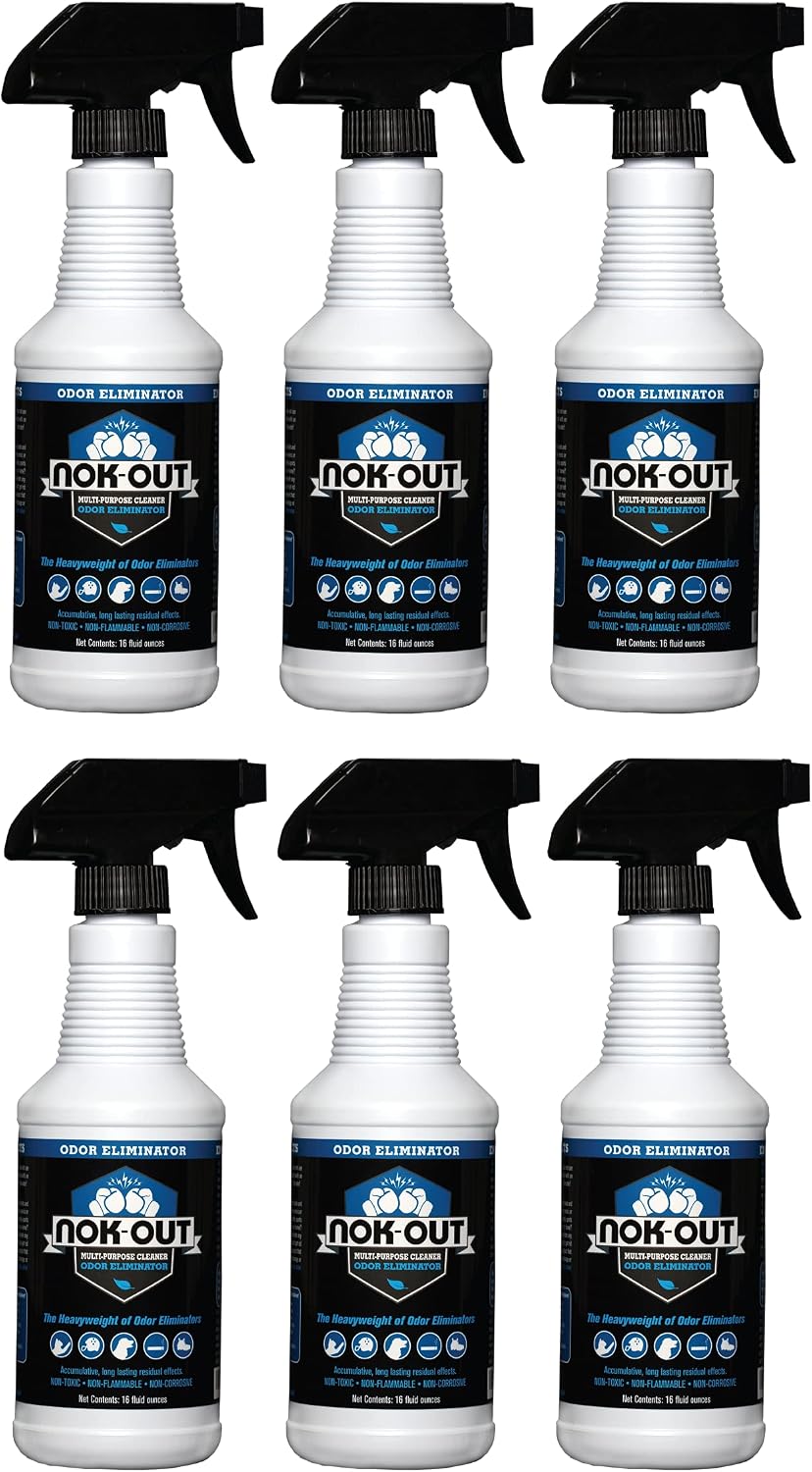 NOK OUT Odor Remover, Pet Deodorizer and Cleaning Spray, Made in the USA, 16 Fluid Ounce Spray, 6-Pack