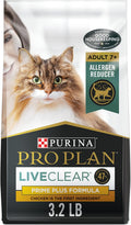 Purina Pro Plan LiveClear Senior Cat Food, Chicken & Rice, 3.2 lb Bag