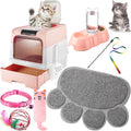 Tioncy 7 Pcs Kitten Litter Box Starter Kit, Enclosed with Shovel, Pink