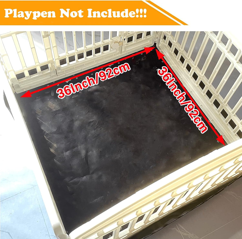 Dog Playpen Bottom Pad Fits for 36 Inch 4 Panels Exercise Pet Playpen, Dog Crate Pad Puppy Playpen Pad, Hoop and Loop Design (Note: Playpen Not Included). -PureBlack