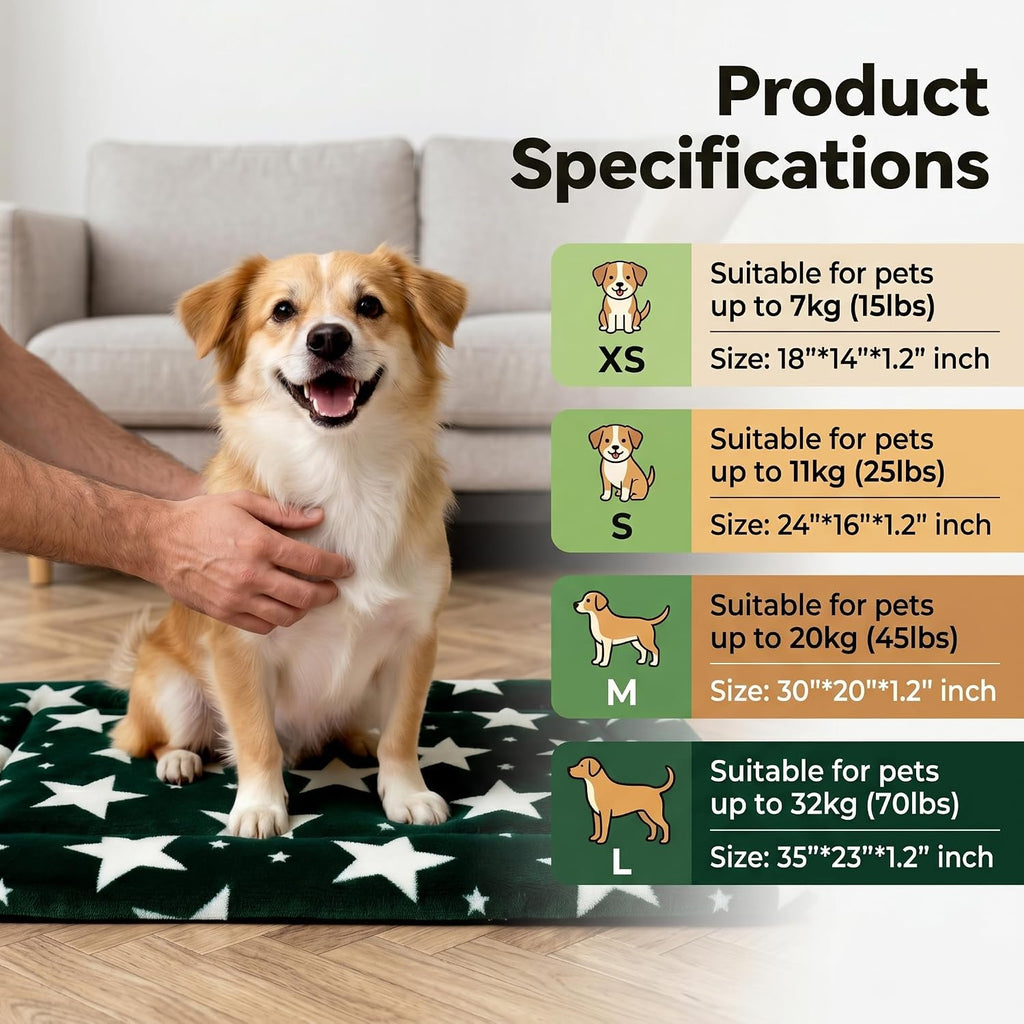 Cat & Dog Bed Mat - Reversible Dog Crate Bed Mats, Soft & Breathable Kennel Pad, Durable Crate Bed for Extra Small Dogs & Cats