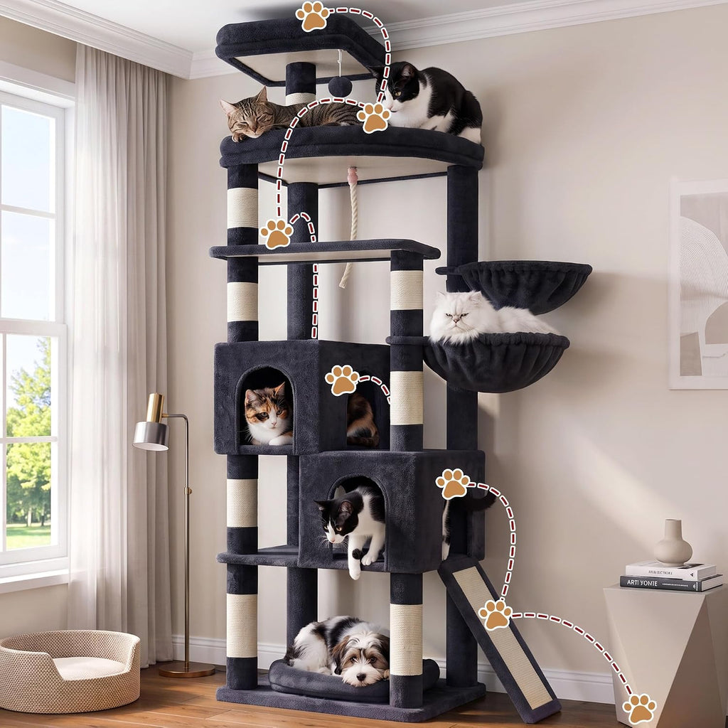 Gitelsnour 74.4'' Cat Tree Tower for Large Cats with Removable Bed, GCT803G