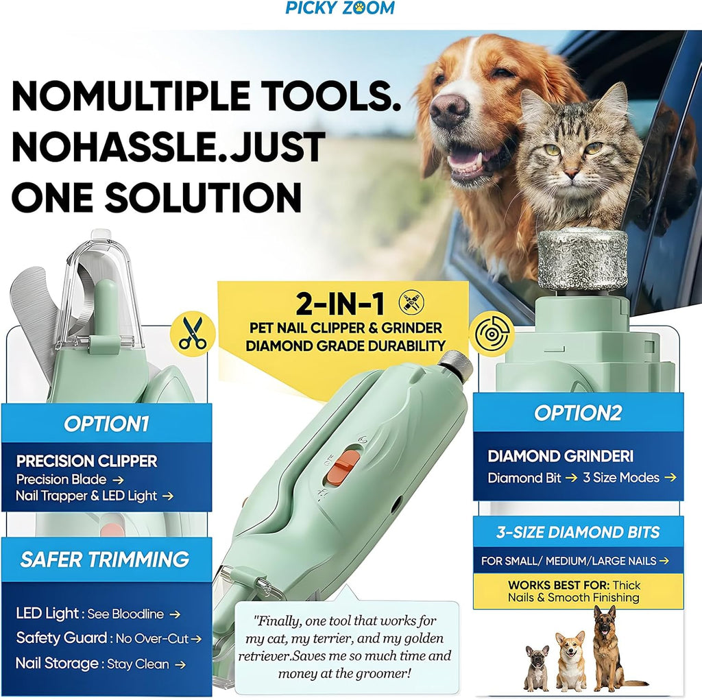 2-in-1 Dog & Cat Nail Clippers and Grinder with LED Light