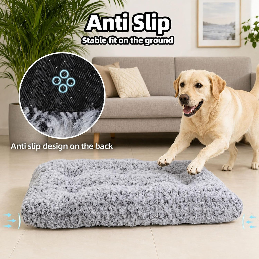 Extra Large Dog Bed, Plush Washable Pet Bed Mat, Dog Crate Bed 47"x31" Gray