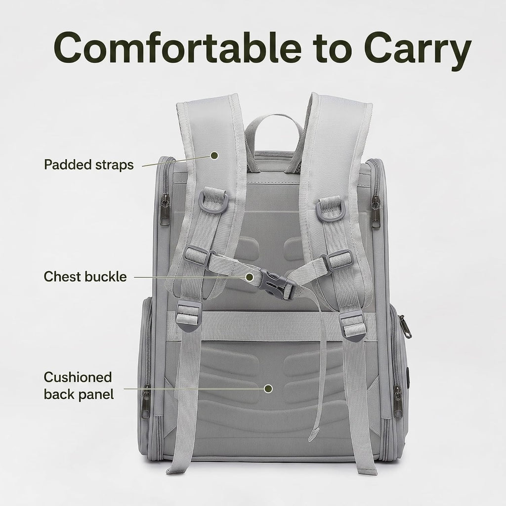 Cat Backpack Carrier for Small Dogs and Medium cat Puppy Kitten Bunny Pet Carrier Backpack Collapsible with Fully Ventilated Mesh with Safety Leash (Gray, 12.9" L x 10.62" W x 15.5" H - M)