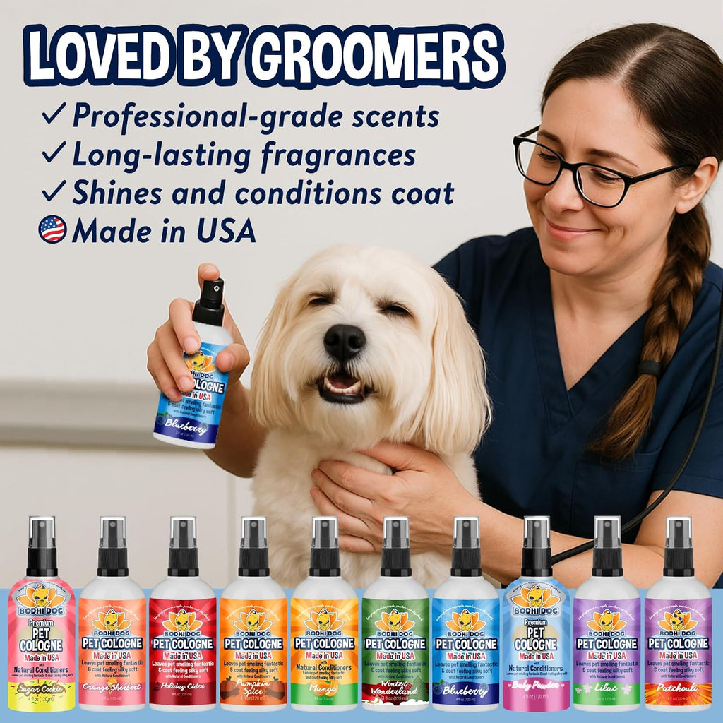 Bodhi Dog Natural Dog Cologne (Blueberry) - Premium Scented Deodorizing Pet Perfume with Conditioner for Dogs & Cats - Keeps Pets Fresh & Clean - Gentle and Safe Formula, Made in USA (4 Fl Oz)