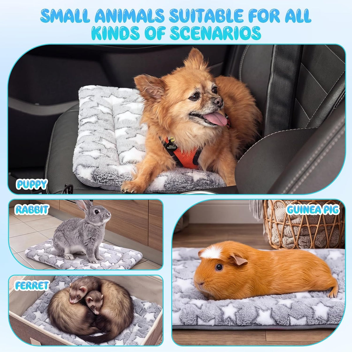 VitalCozy 2 Pcs 18" X 24" Self Warming Cat Pet Mat, Star, Gray