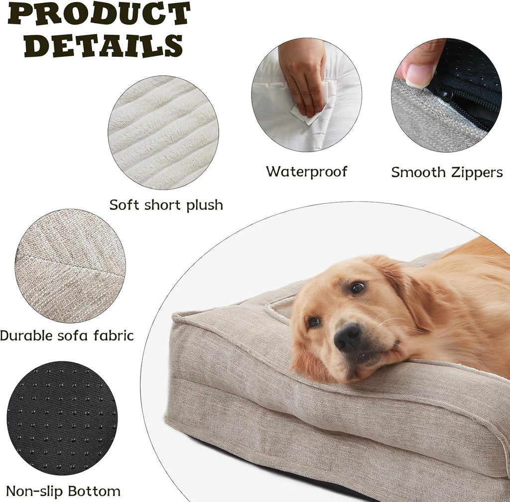 WINDRACING Orthopedic Dog Bed for Medium Dogs, 36 x 23 inch, Beige